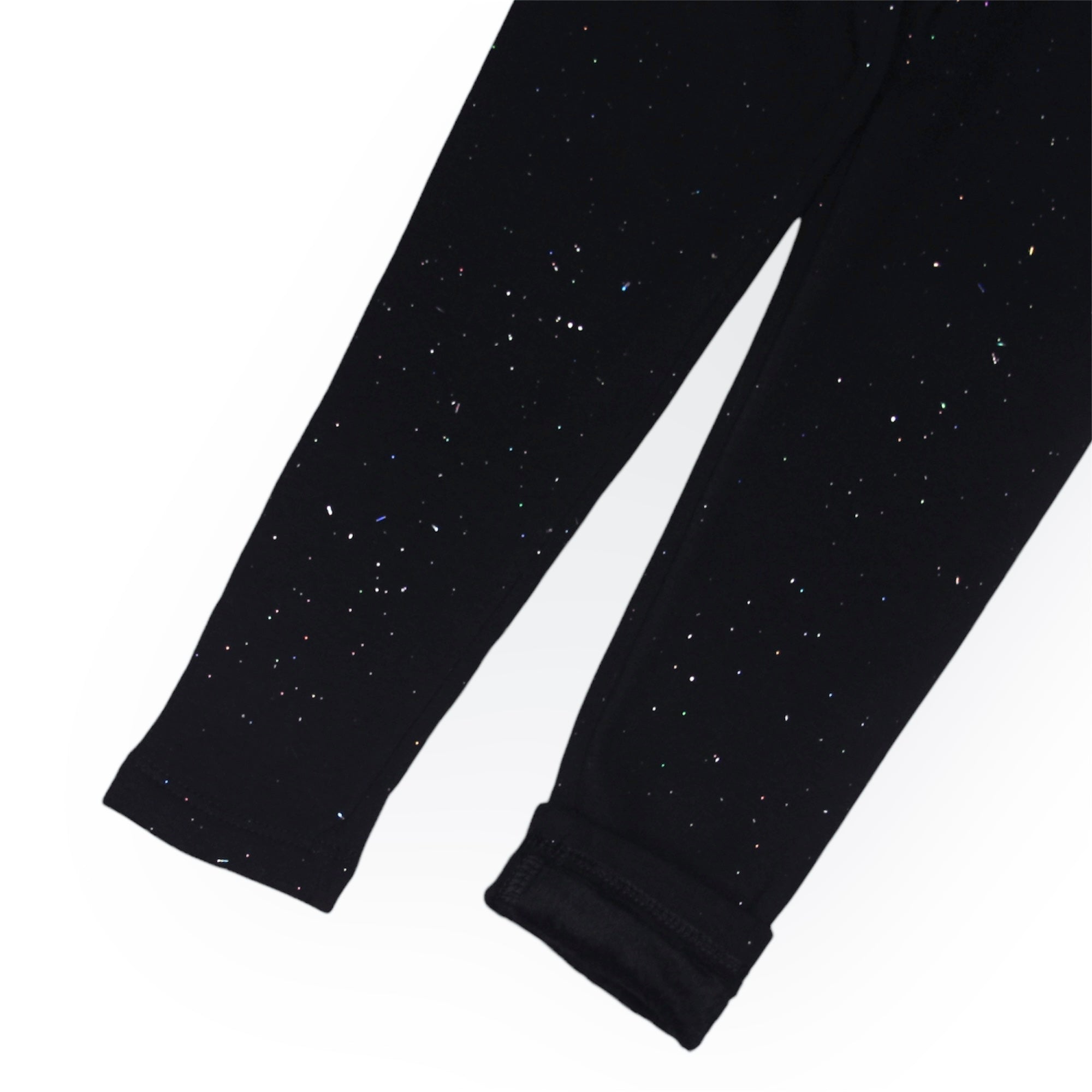 GIRL BLACK SPARKLES (GLITTER) FLEECE WARM LEGGING TROUSER