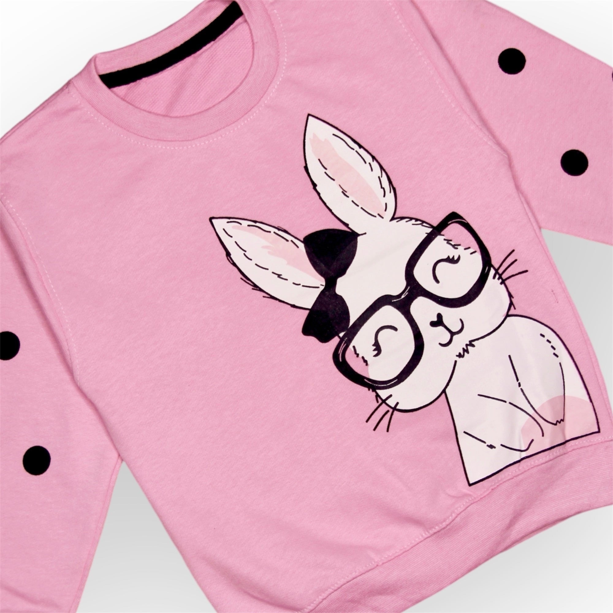 GIRL LYCRA TERRY PINK-RABBIT SWEATSHIRT