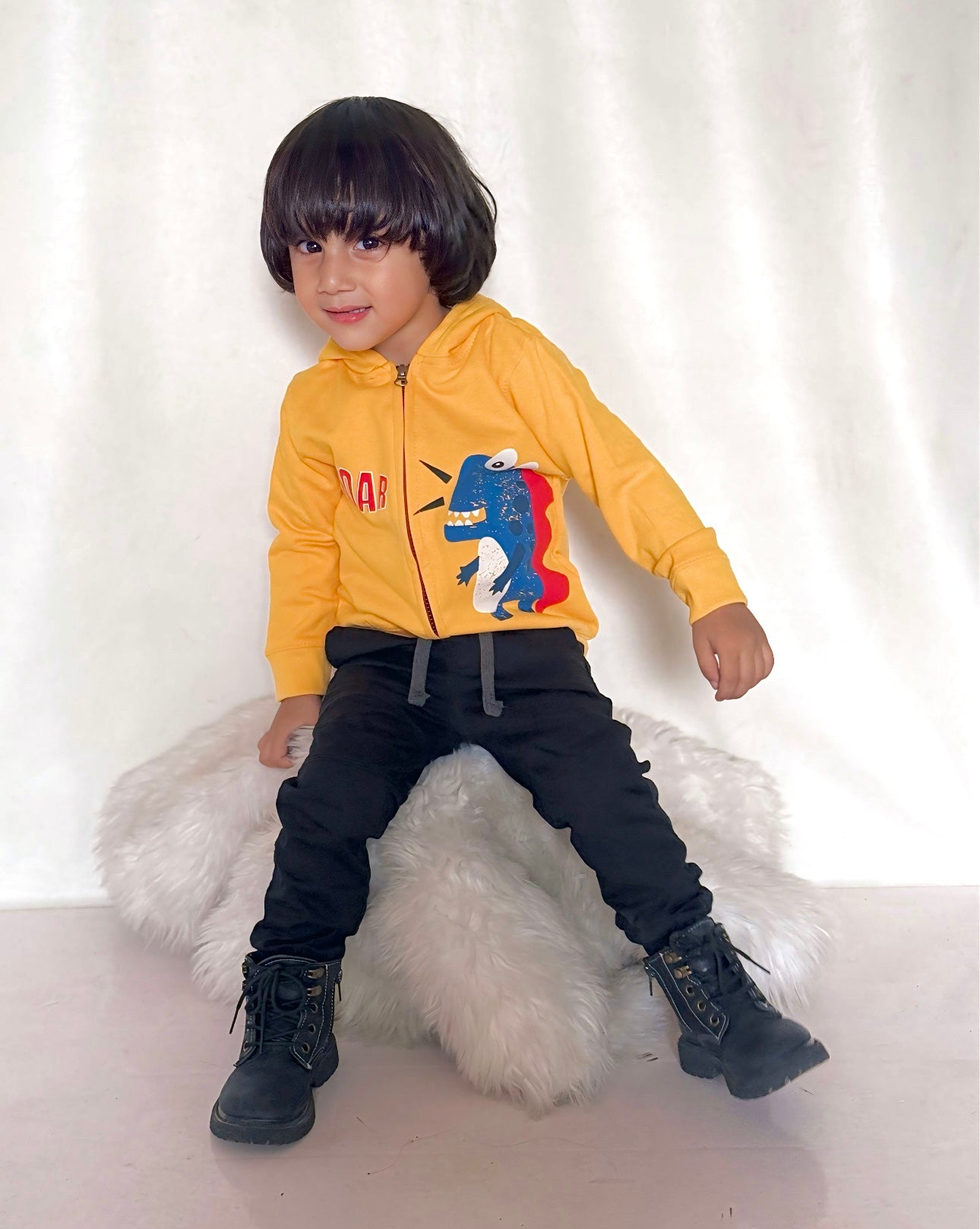 BOY FLEECE ZIPPER YELLOW ROAR