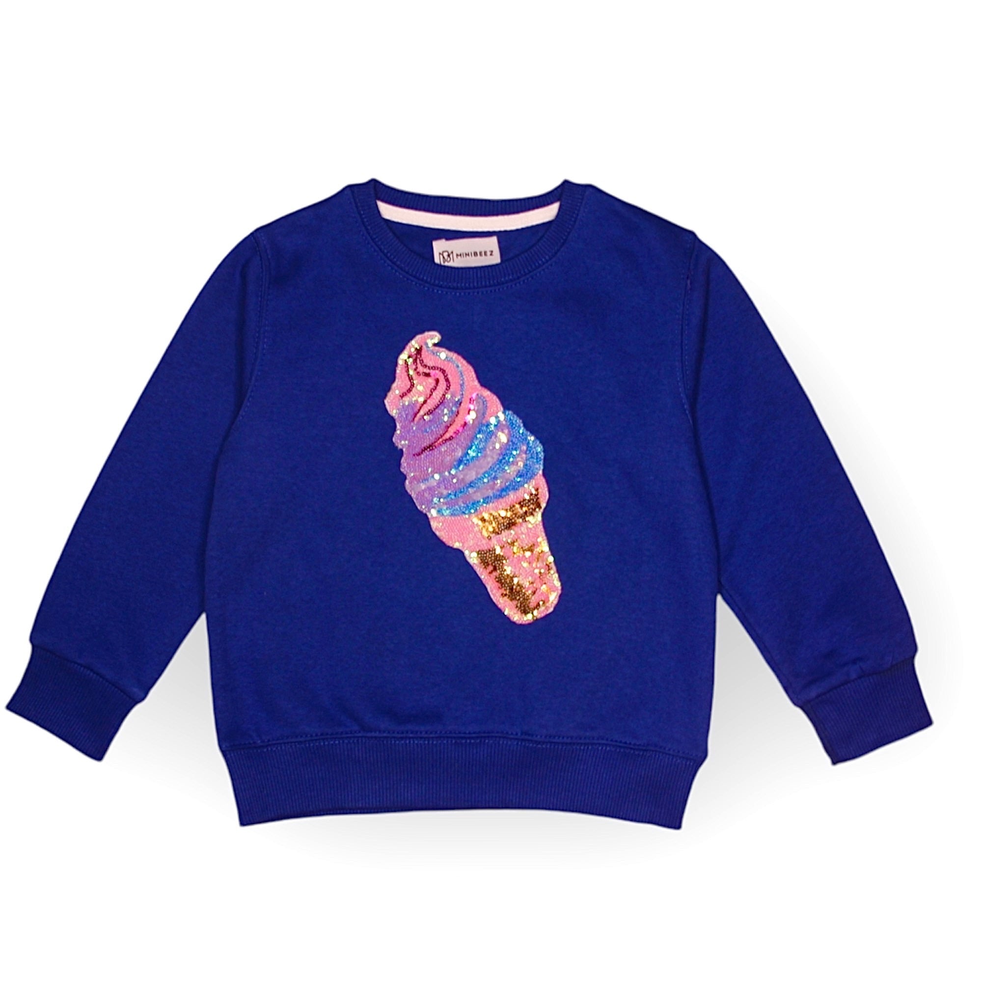 GIRL FLEECE BLUE SEQUENCE ICE-CREAM SWEATSHIRT