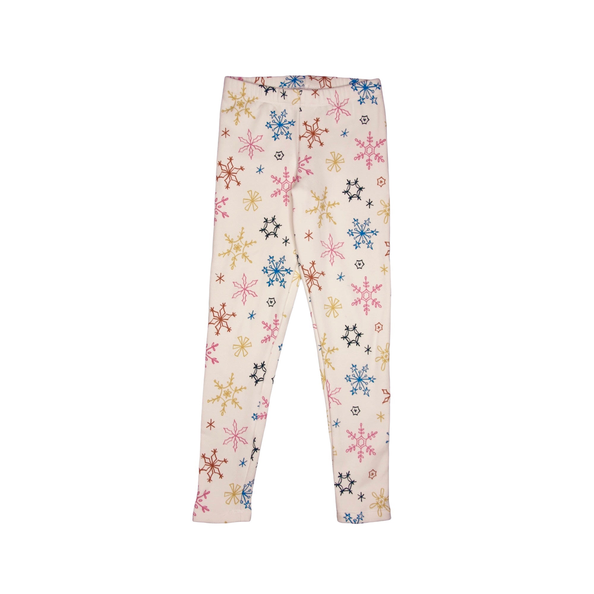 GIRL OFF WHITE PRINT FLEECE LEGGING TROUSER