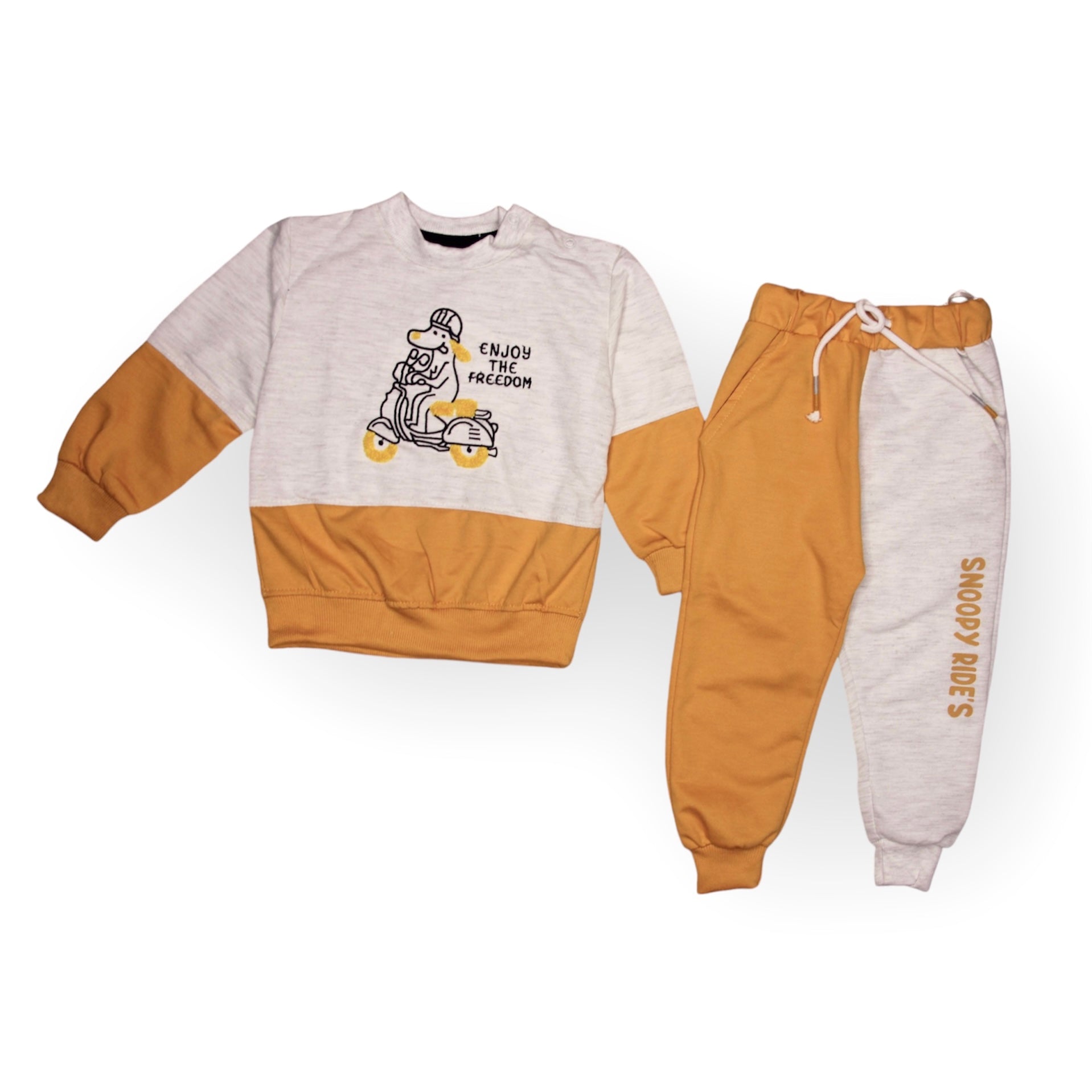 BOY TRACKSUIT LYCRA TERRY SNOOPY RIDES