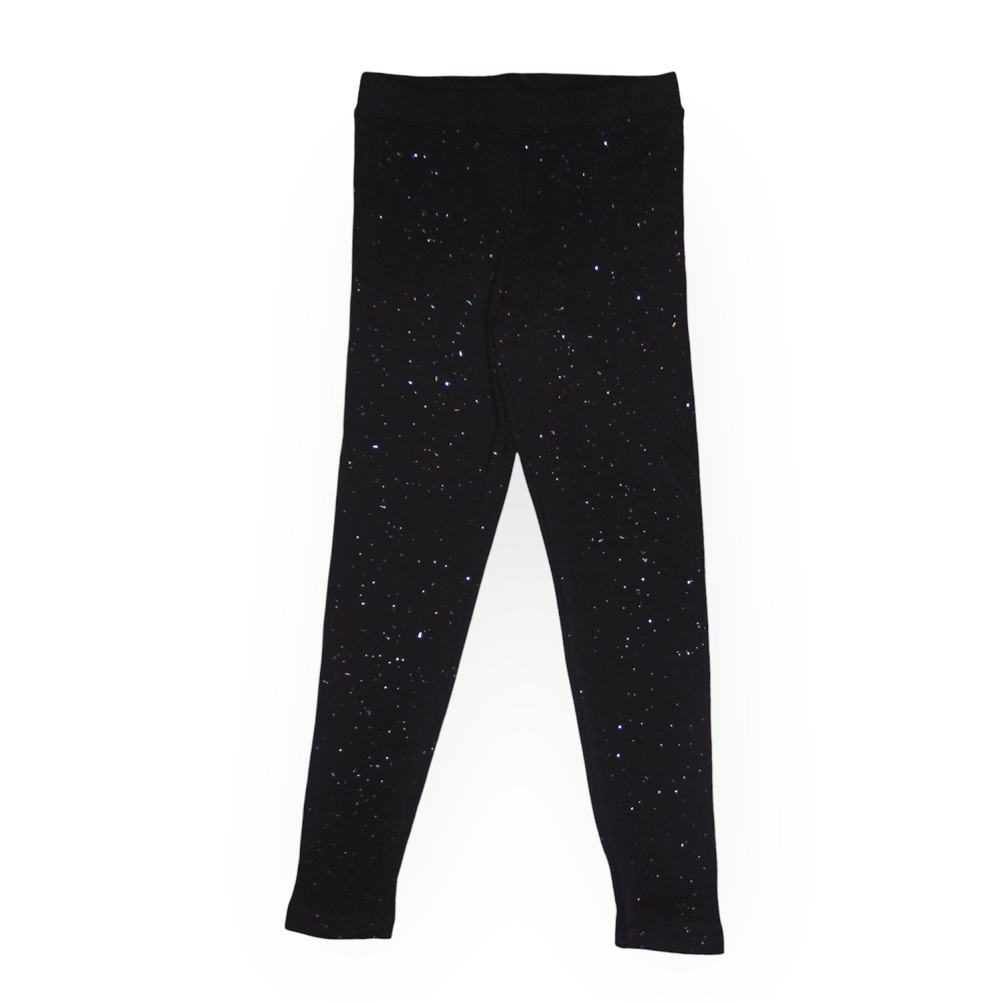 GIRL BLACK SPARKLES (GLITTER) FLEECE WARM LEGGING TROUSER