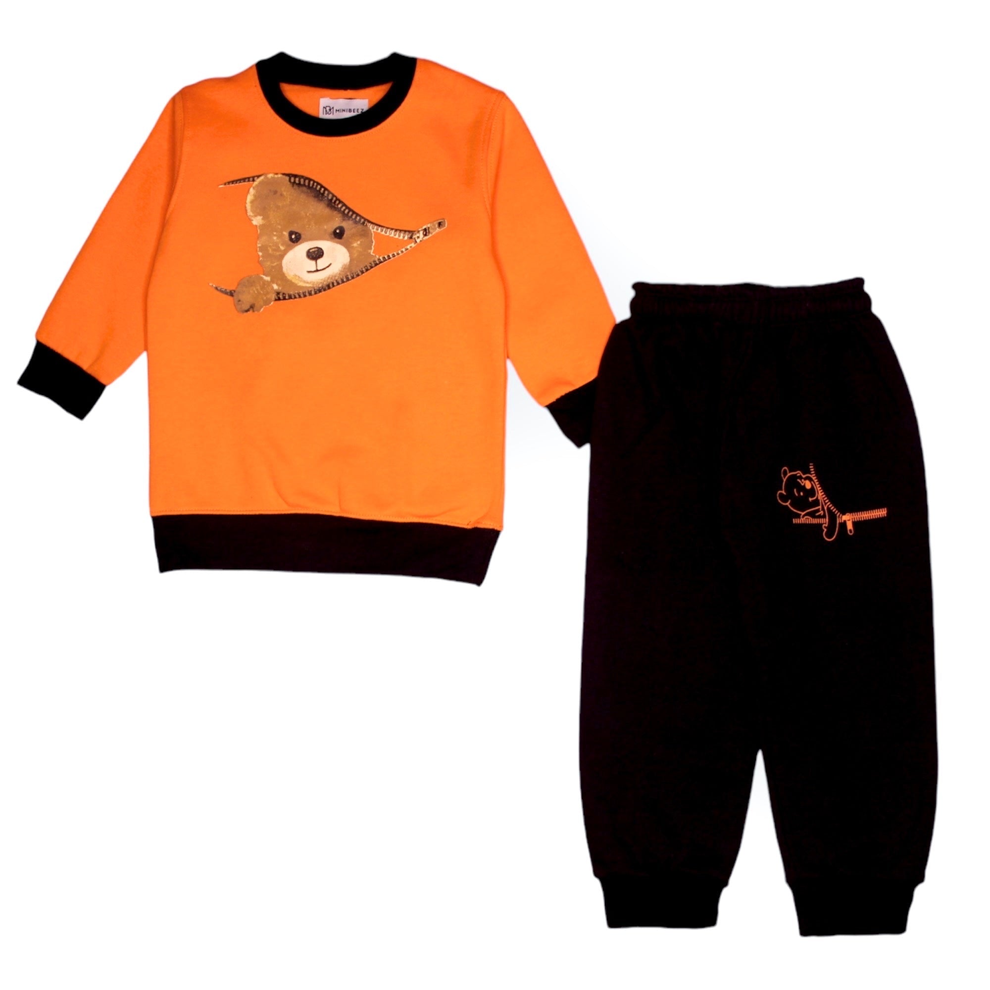 BOY/GIRL ORANGE BEAR FLEECE TRACKSUIT