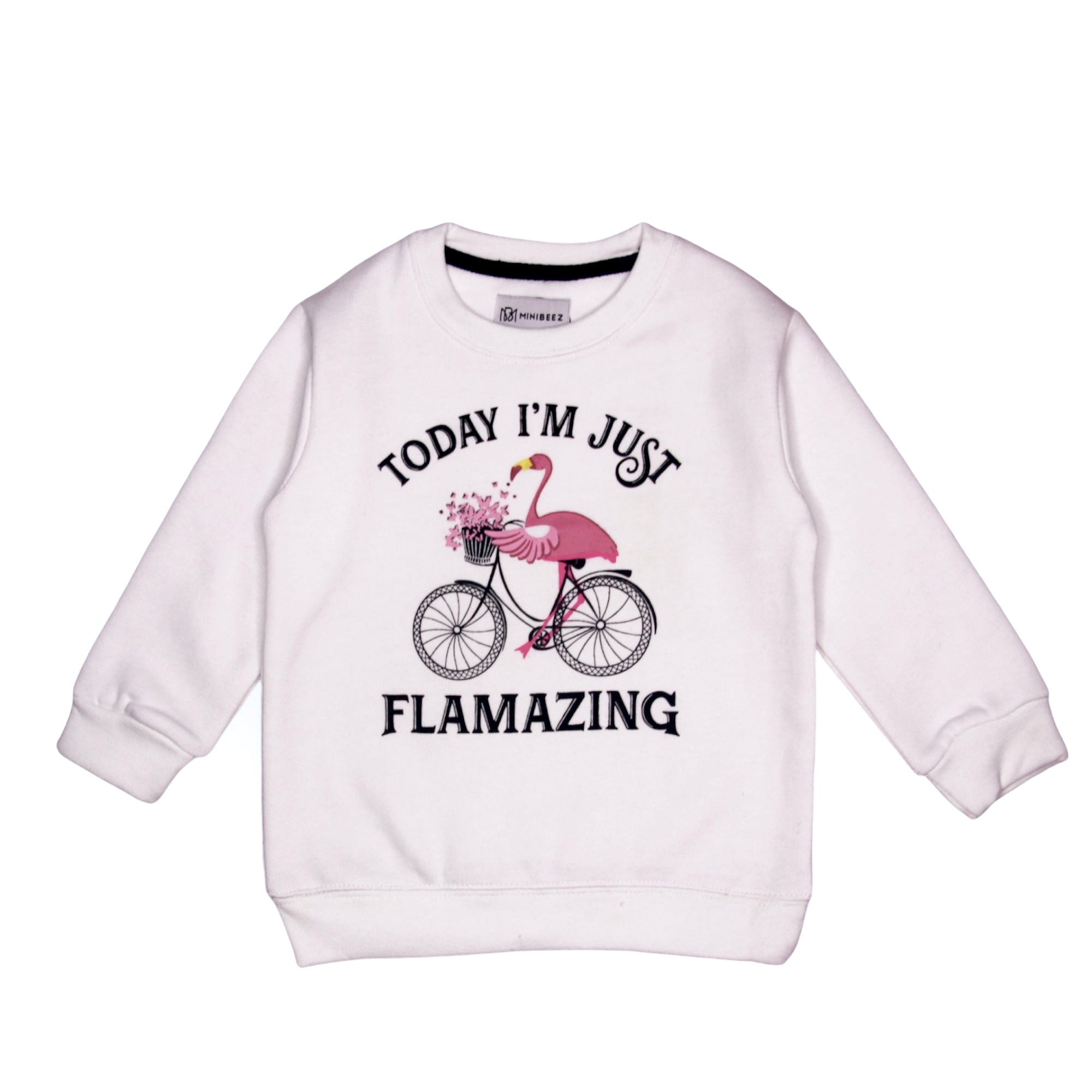 GIRL WHITE-FLAMINGO FLEECE TRACKSUIT