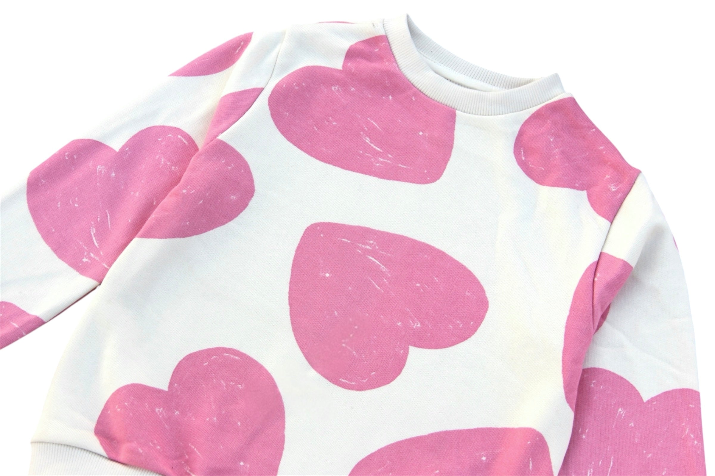 GIRL PINK HEARTS TERRY SWEATSHIRT