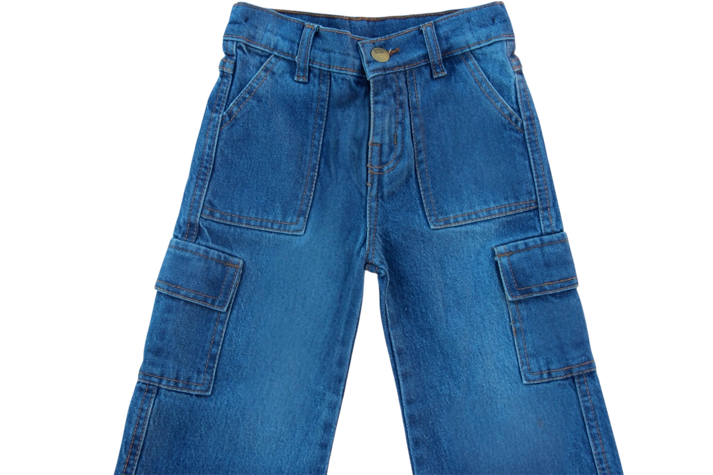 GIRL DARK BLUE DENIM CARGO PANTS