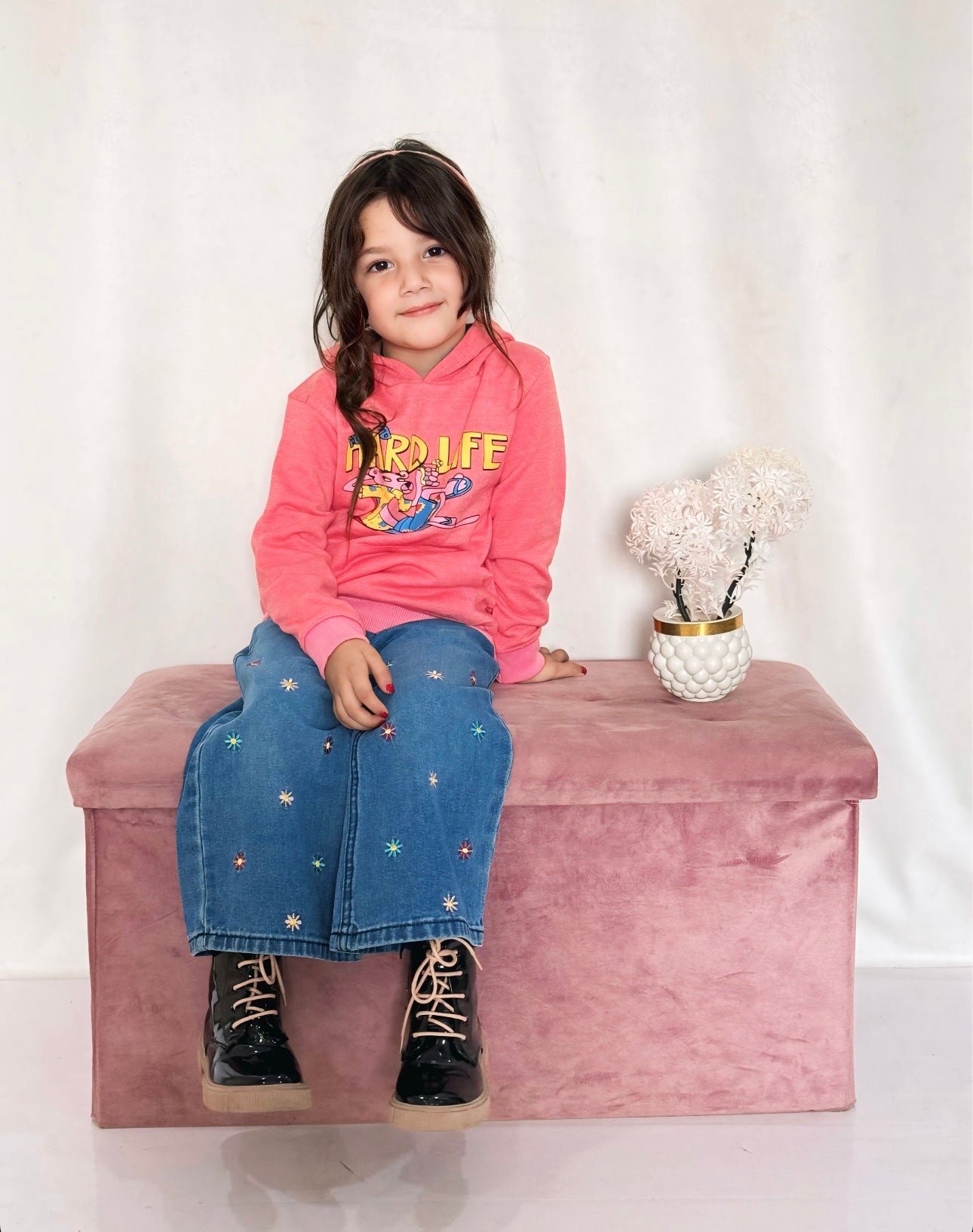 GIRL TERRY HOODIE PINK PANTHER