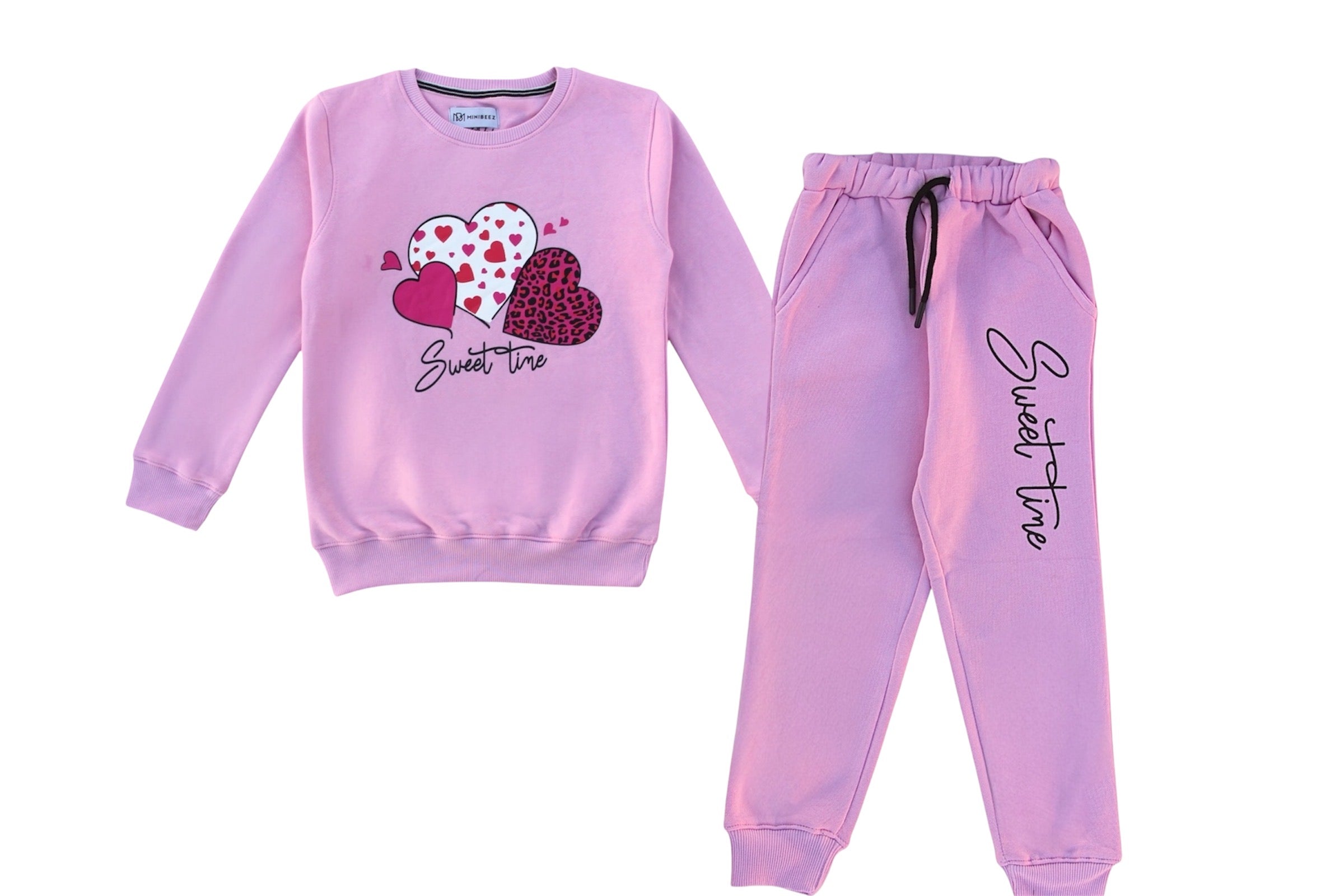 GIRL HEARTS PRINT FLEECE TRACKSUIT