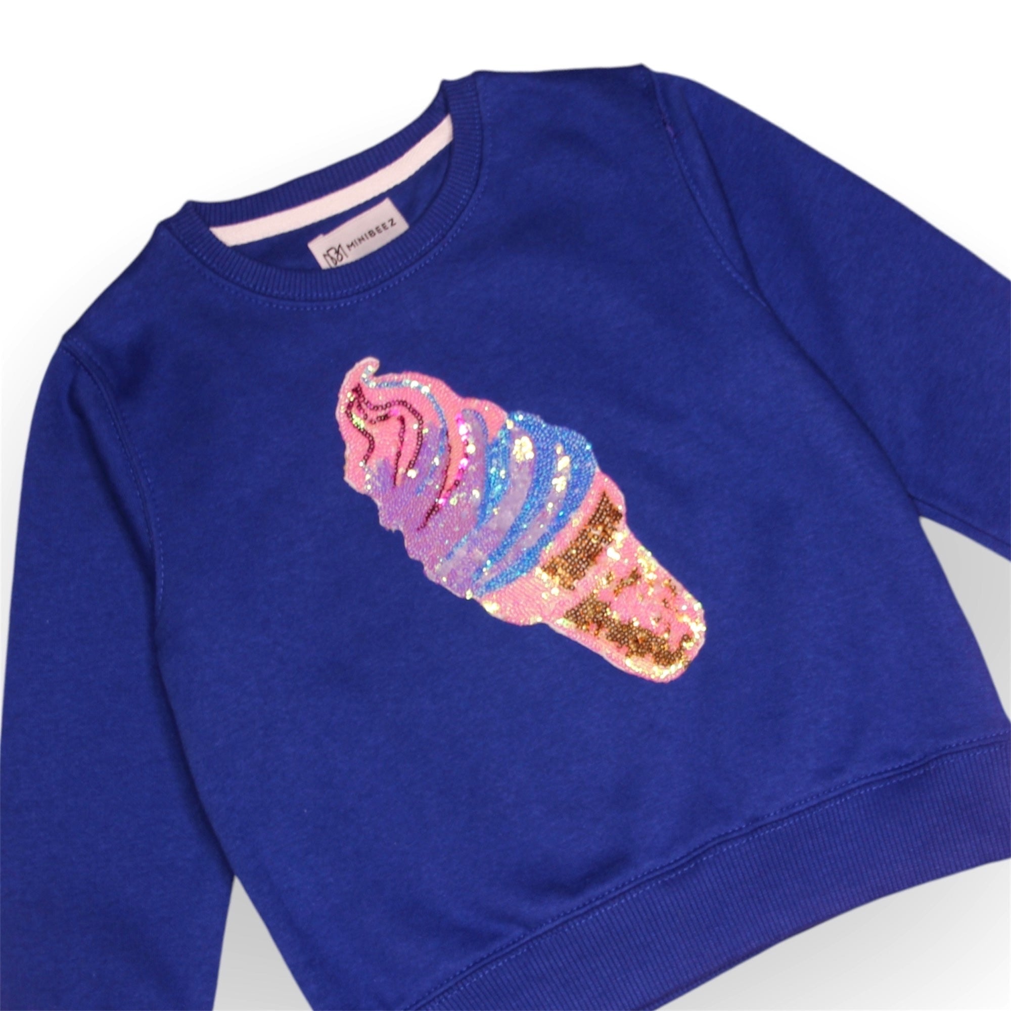 GIRL FLEECE BLUE SEQUENCE ICE-CREAM SWEATSHIRT