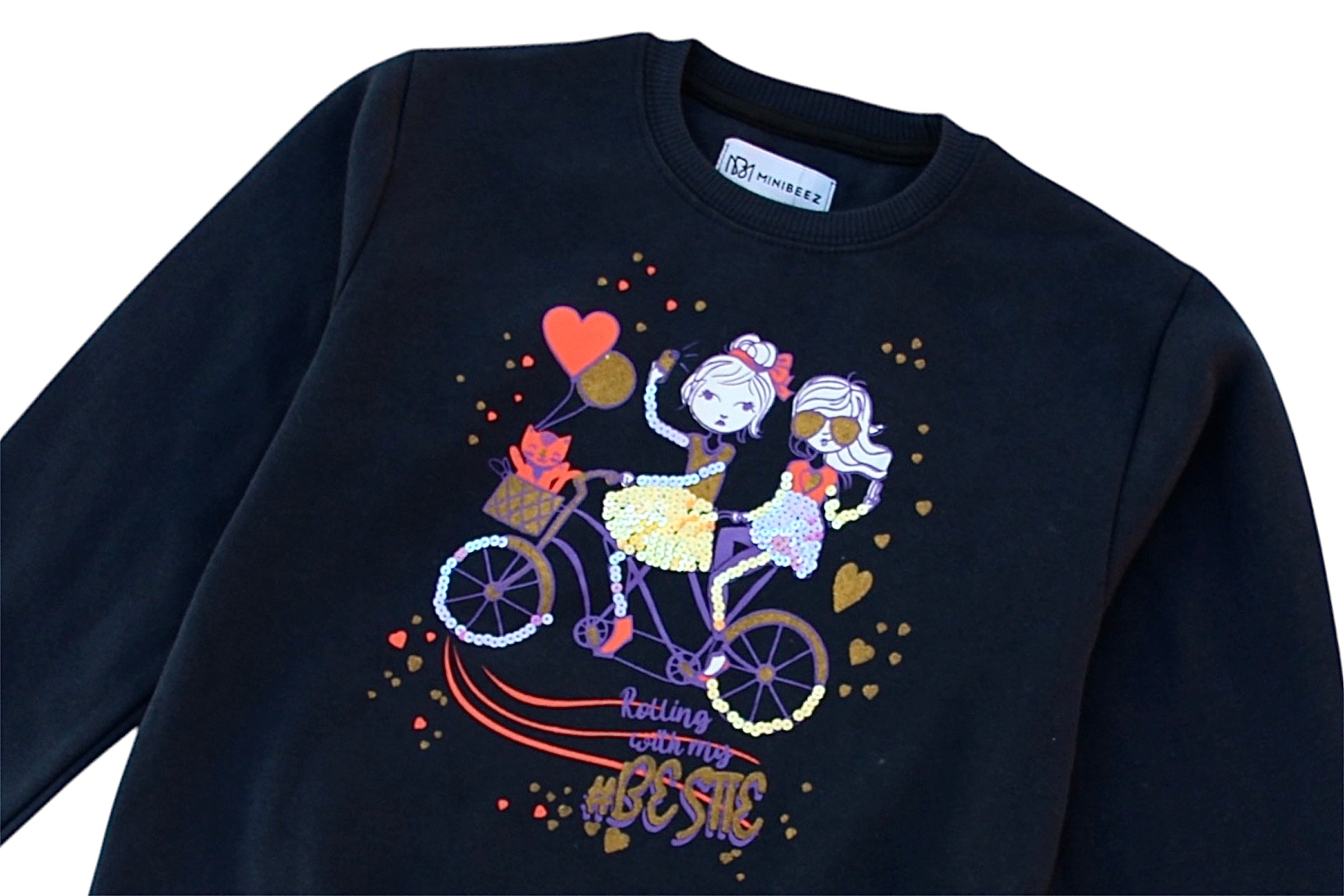 GIRL CYCLE SEQUENCE DARK NAVY BLUE FLEECE SWEATSHIRT