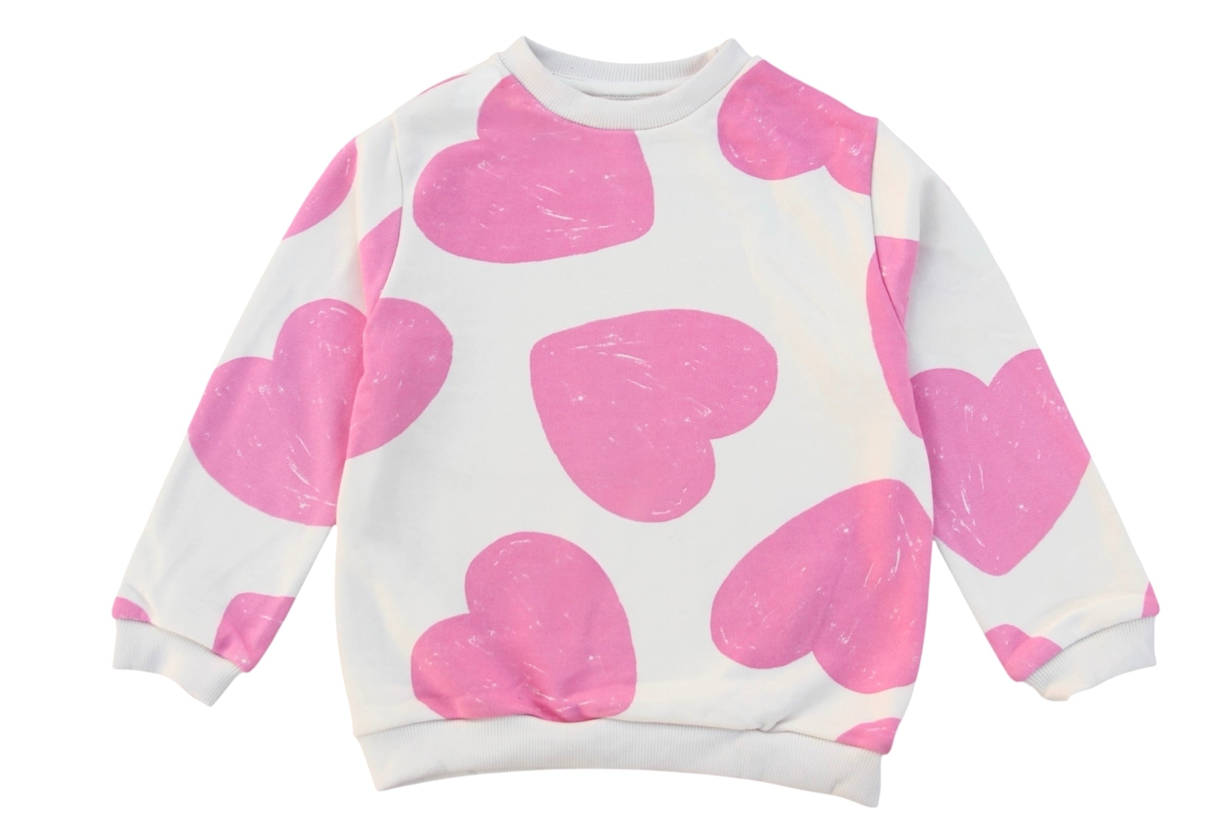 GIRL PINK HEARTS TERRY SWEATSHIRT