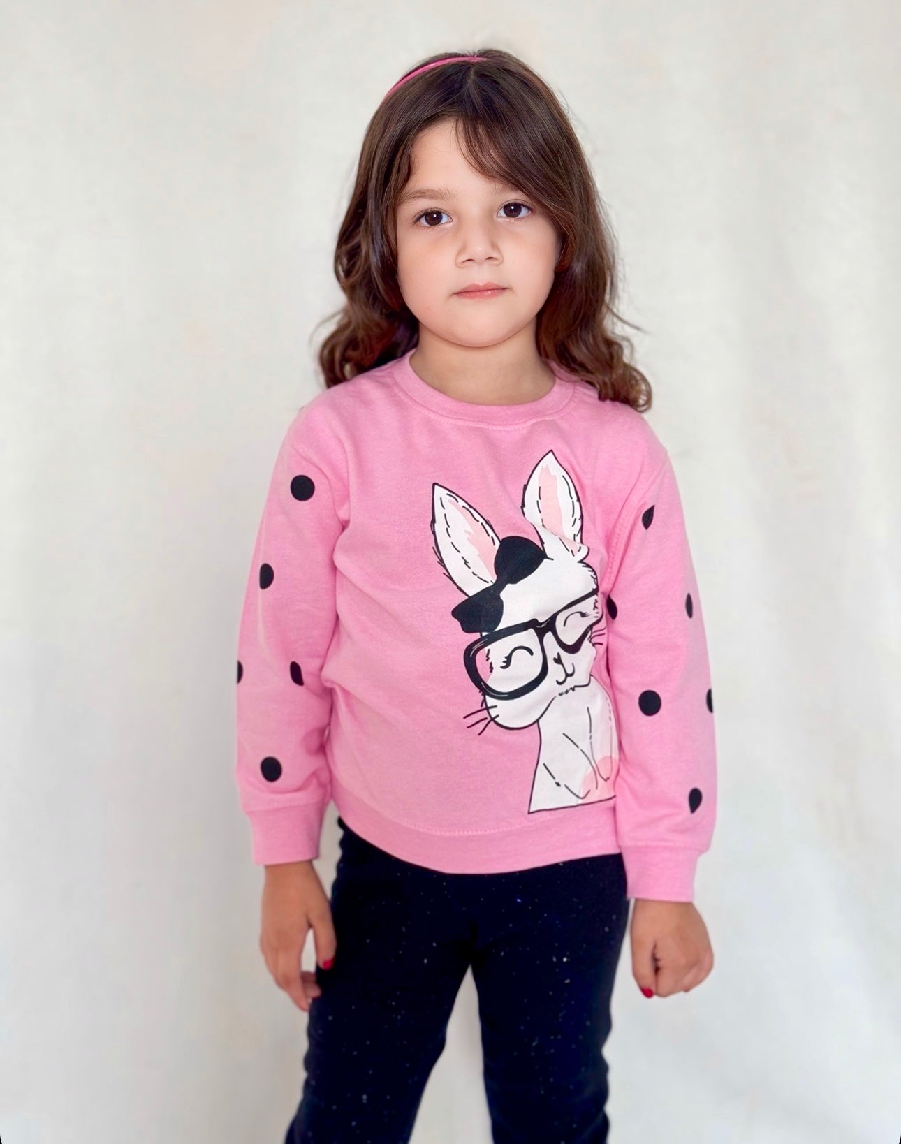 GIRL LYCRA TERRY PINK-RABBIT SWEATSHIRT