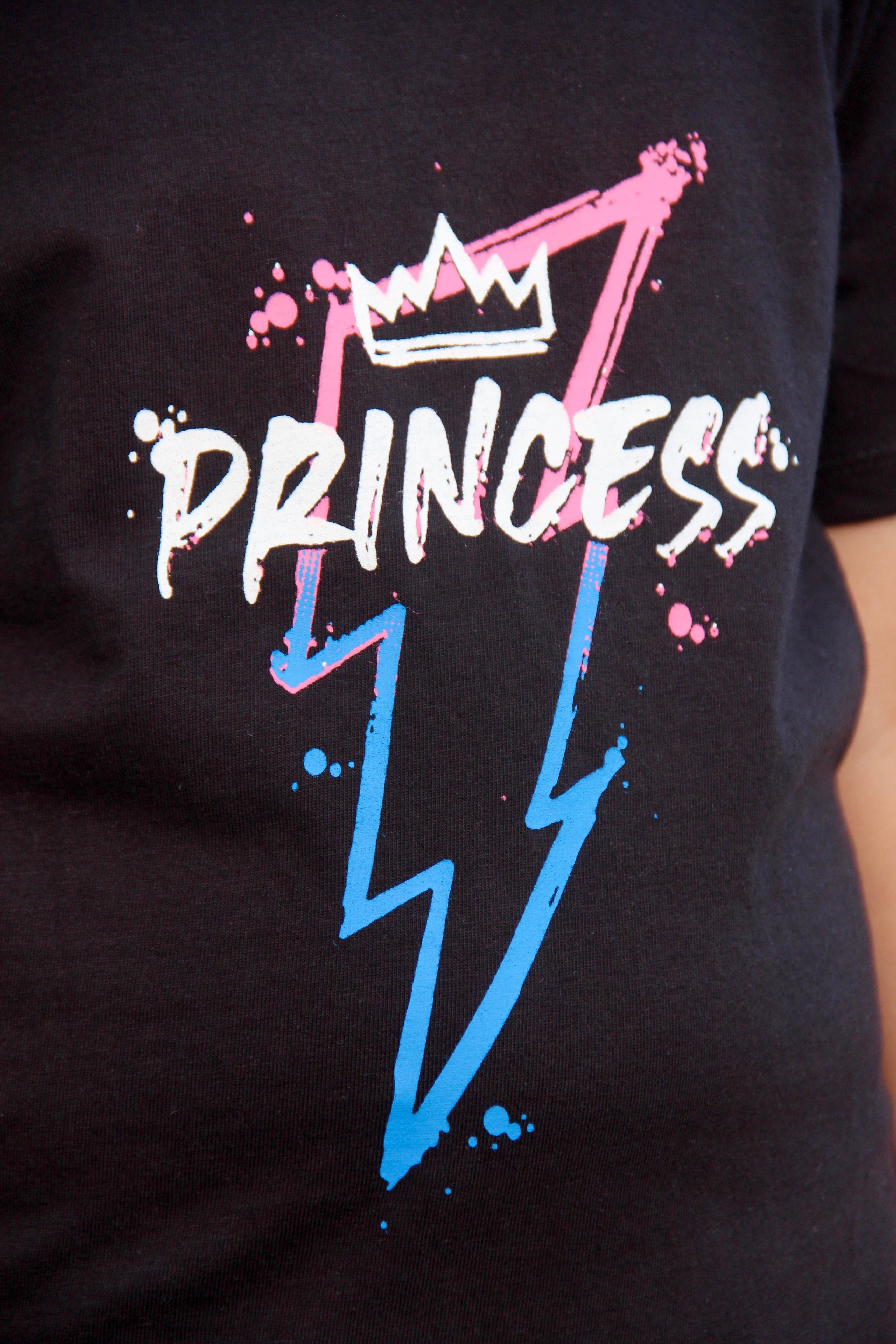 Princess black Lycra jersey T-shirt girls