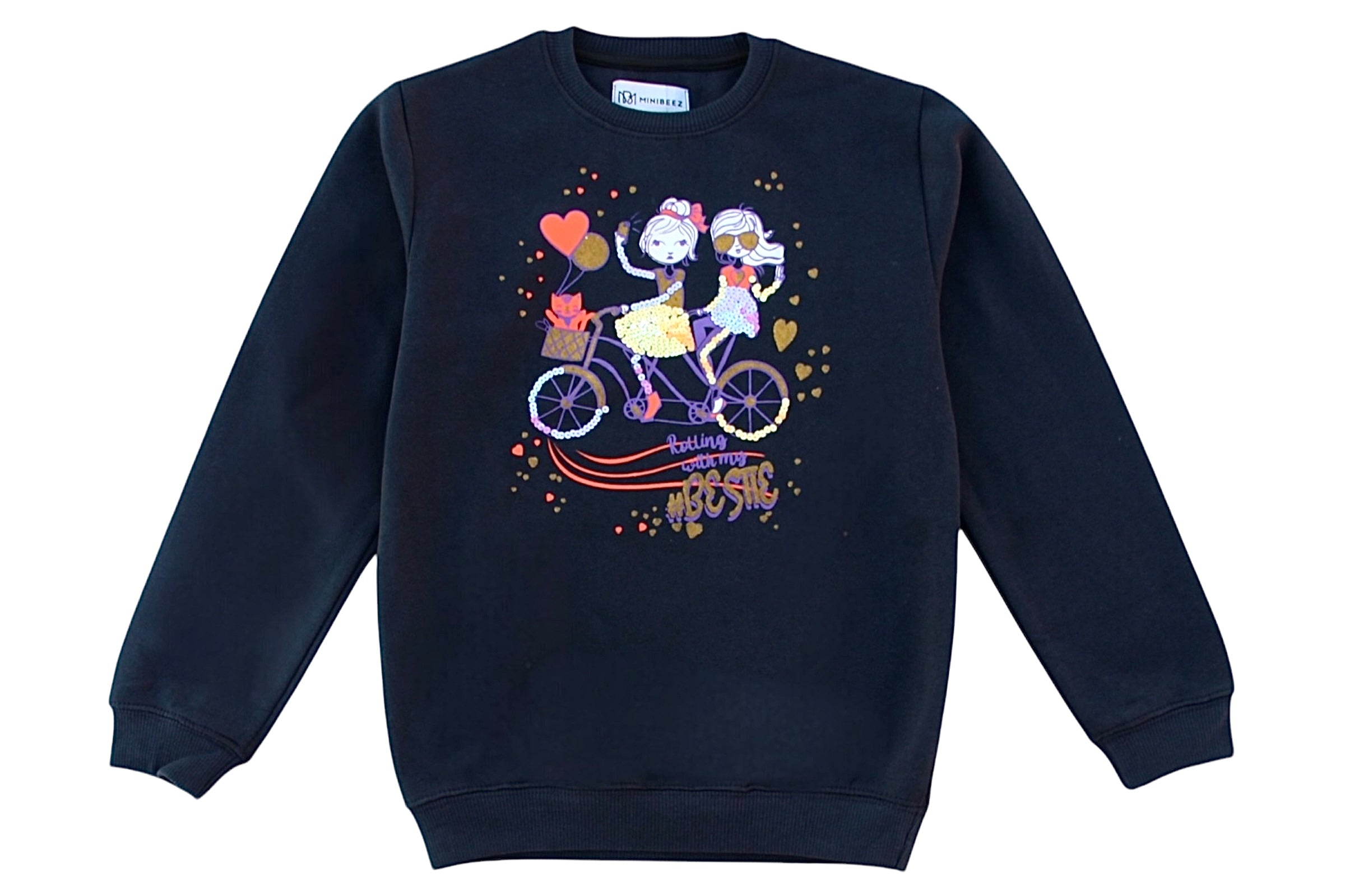 GIRL CYCLE SEQUENCE DARK NAVY BLUE FLEECE SWEATSHIRT