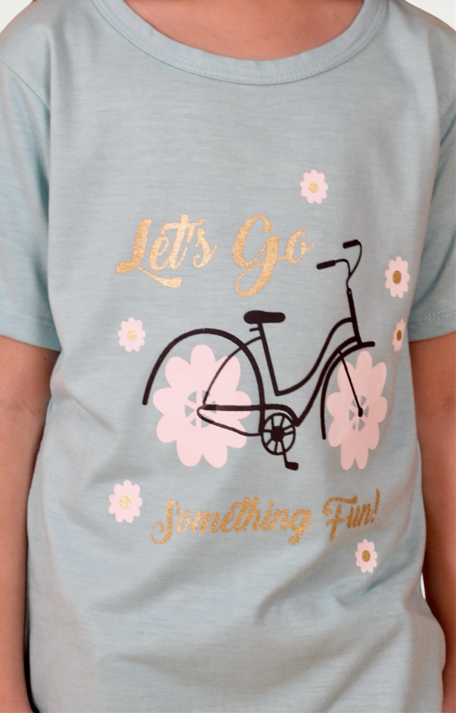 Light blue floral cycle lycra jersey T-shirt girl