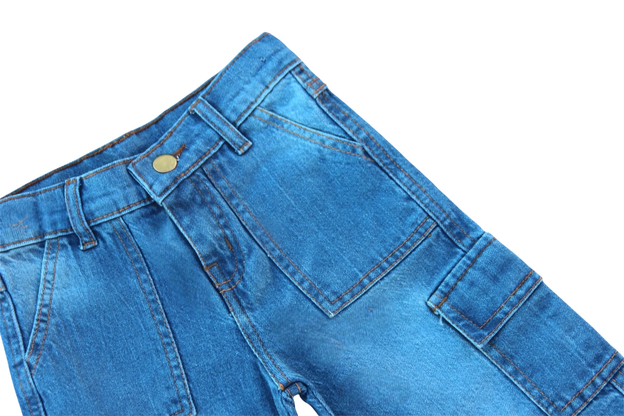 GIRL BLUE DENIM CARGO PANTS