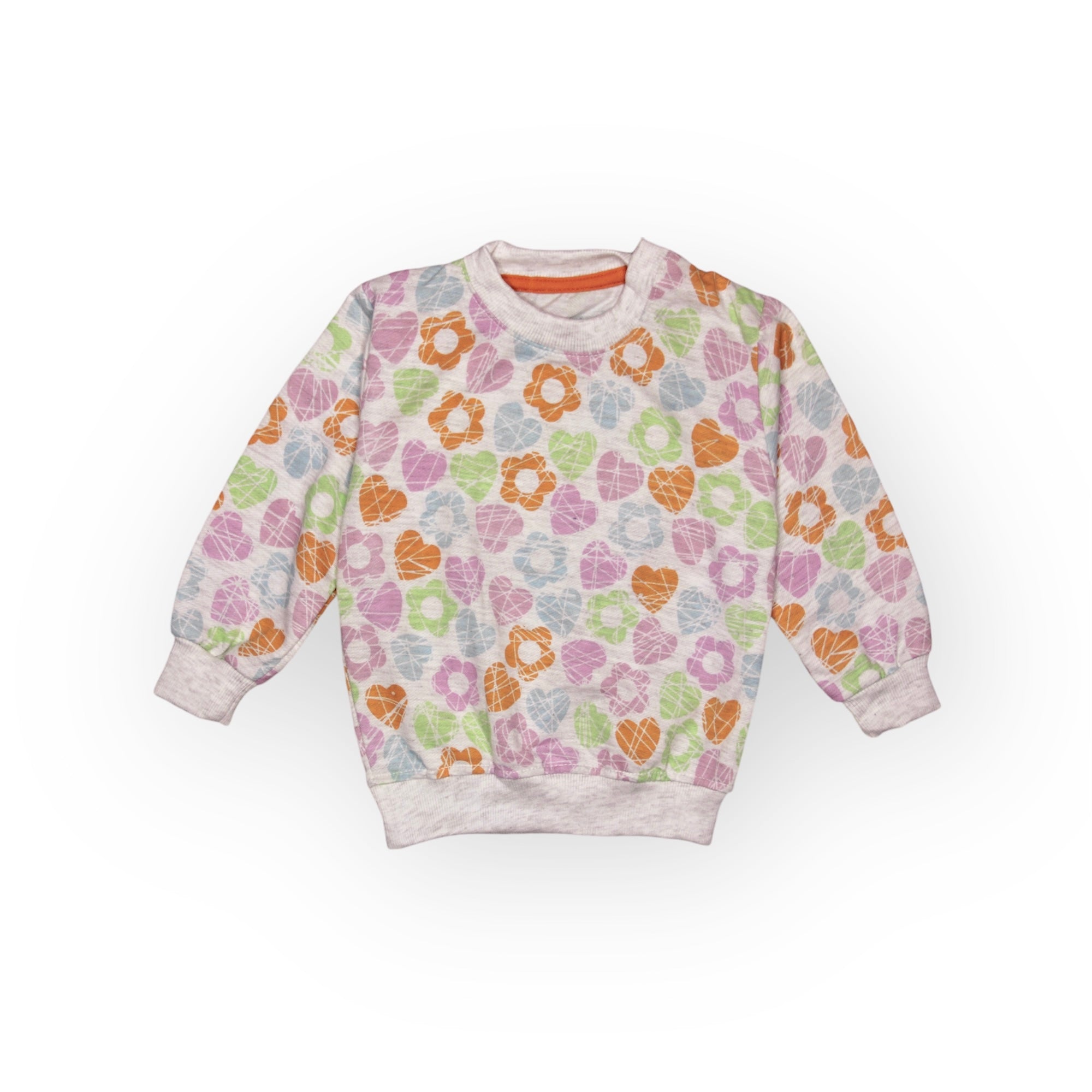 GIRL FLOWERS TERRY FABRIC SWEATSHIRT-GREY