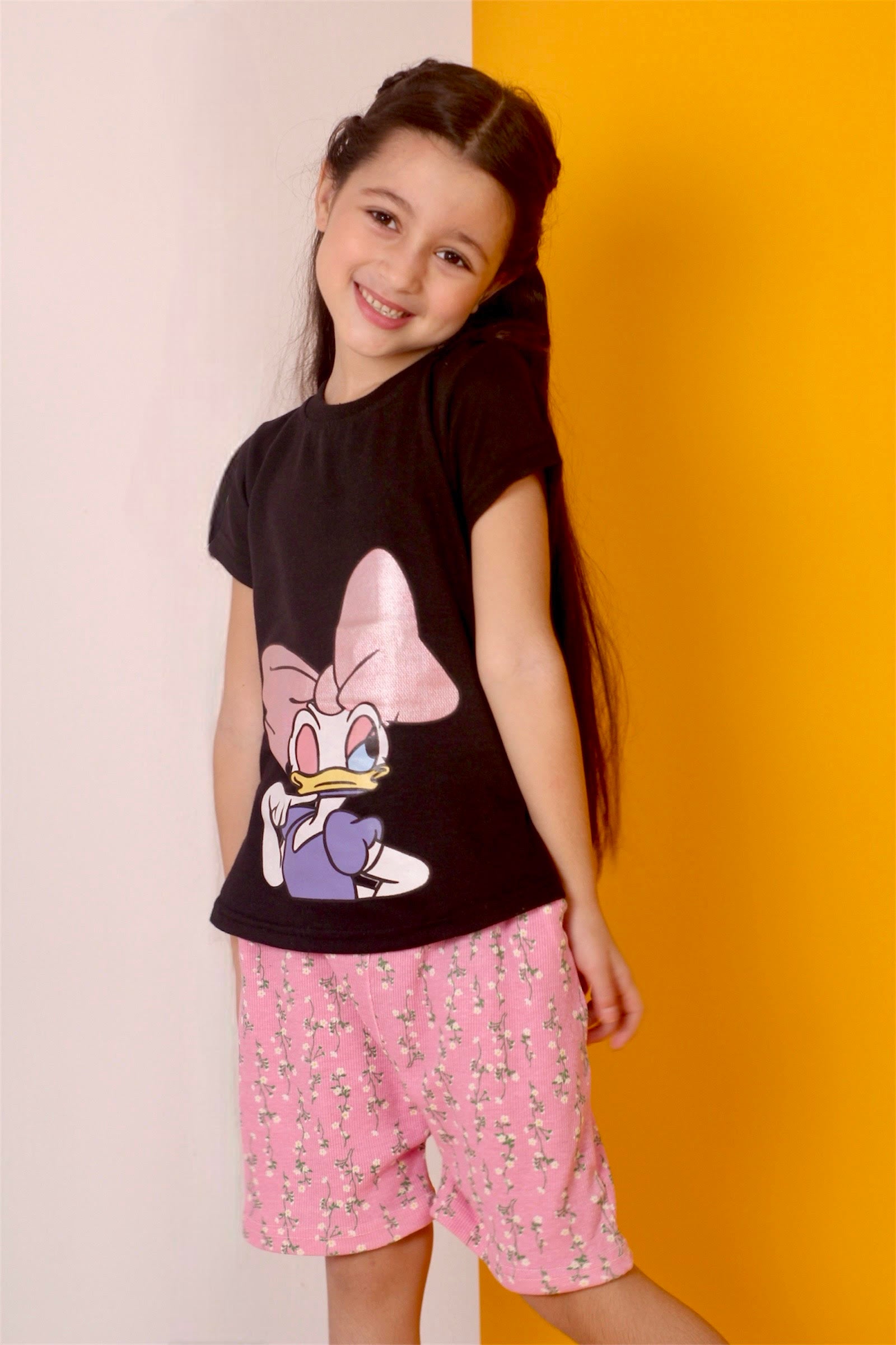 Daisy duck lycra jersey black shirt girl