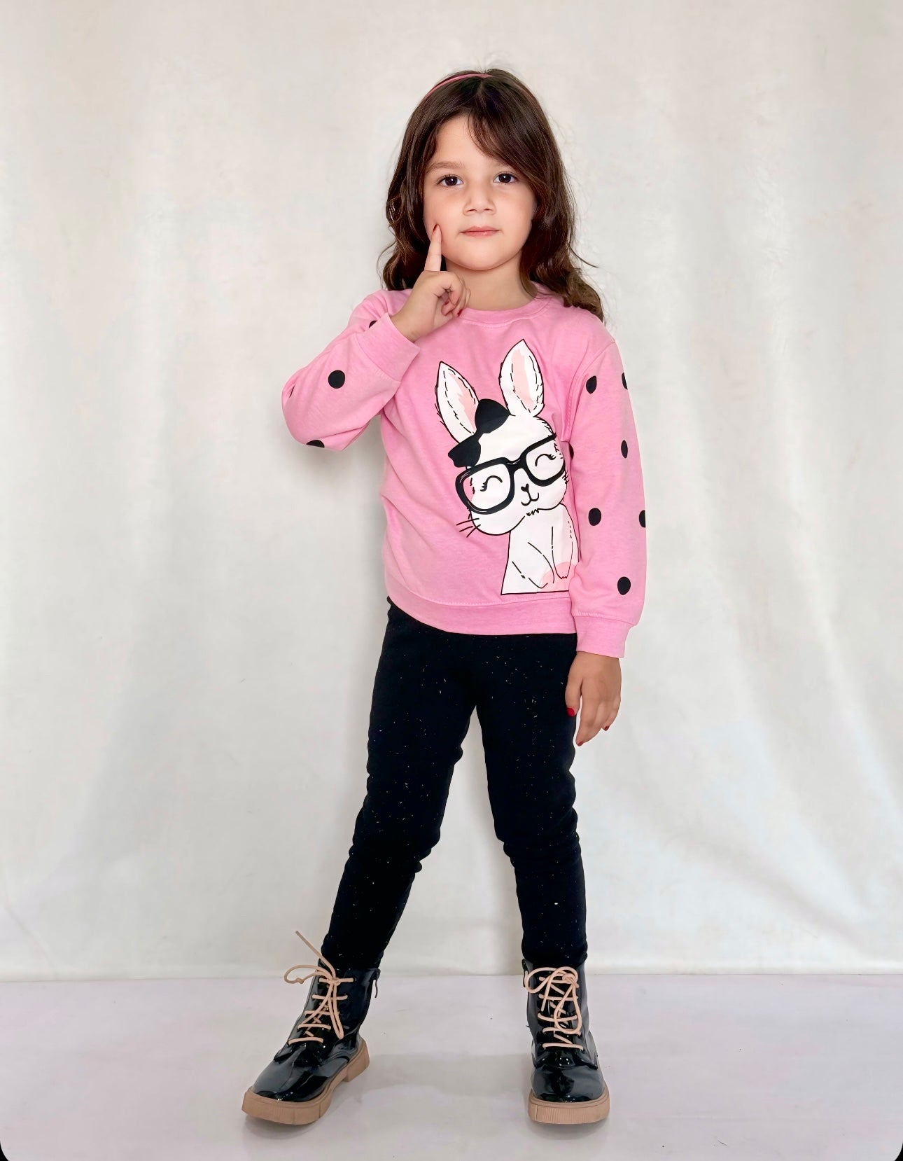 GIRL LYCRA TERRY PINK-RABBIT SWEATSHIRT