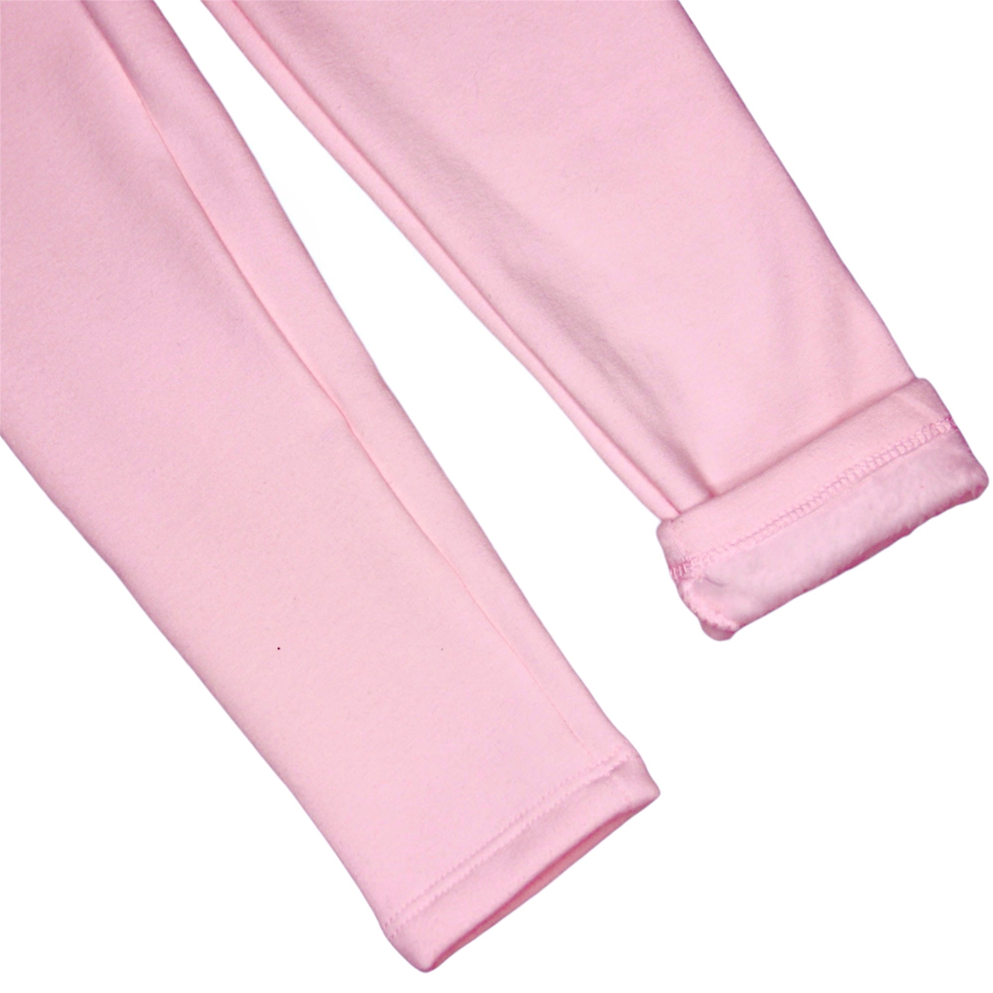 GIRL BABY PINK PLAIN FLEECE WARM LEGGING TROUSER