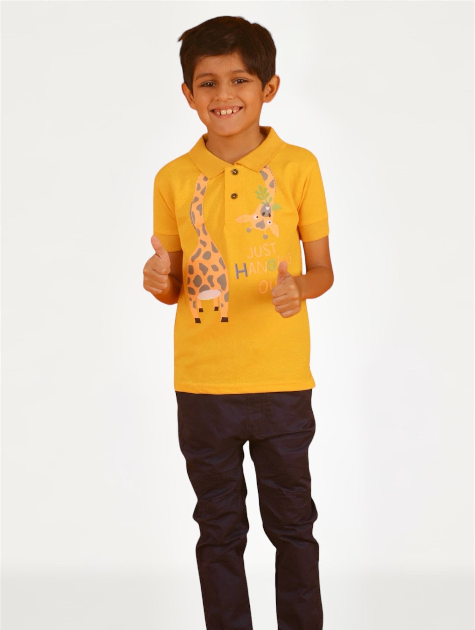 Polo pk Mustard hanging giraffe shirt boy