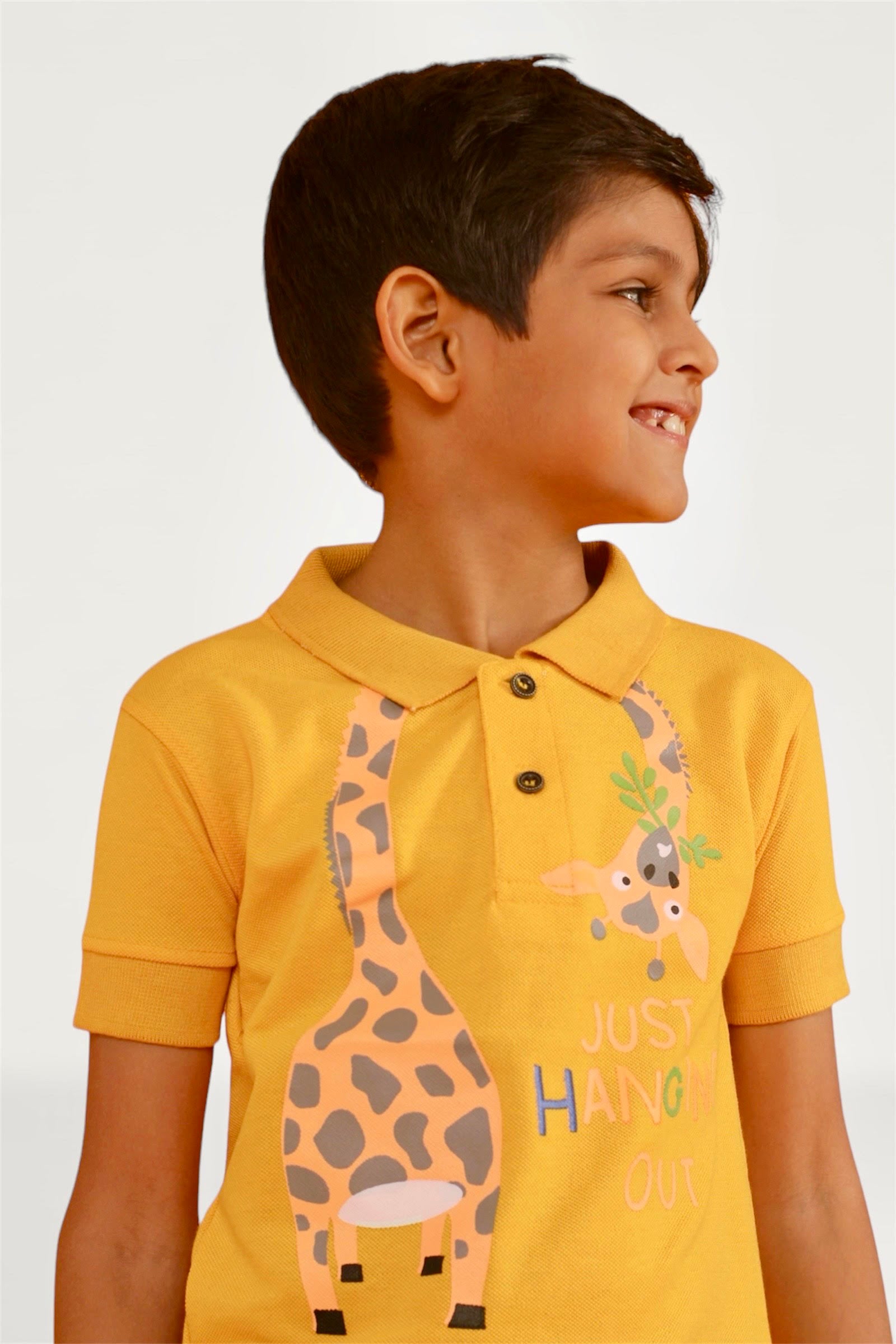 Polo pk Mustard hanging giraffe shirt boy