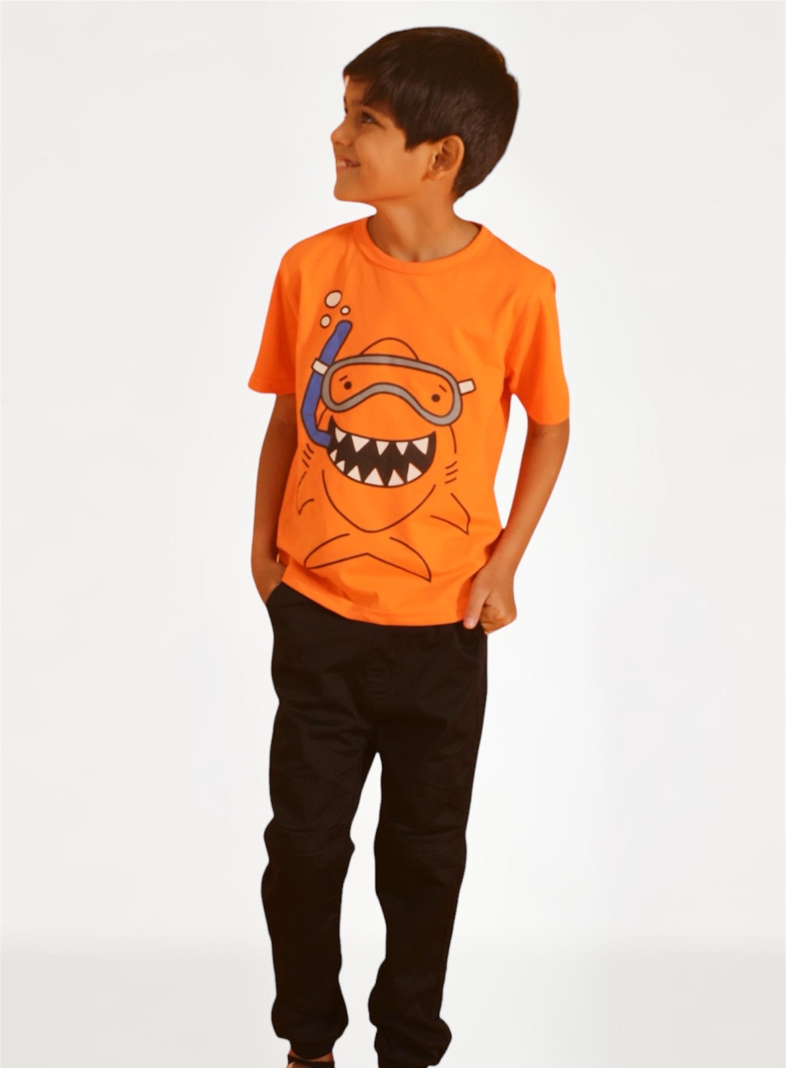 Orange shark lycra jersey T -shirt boy