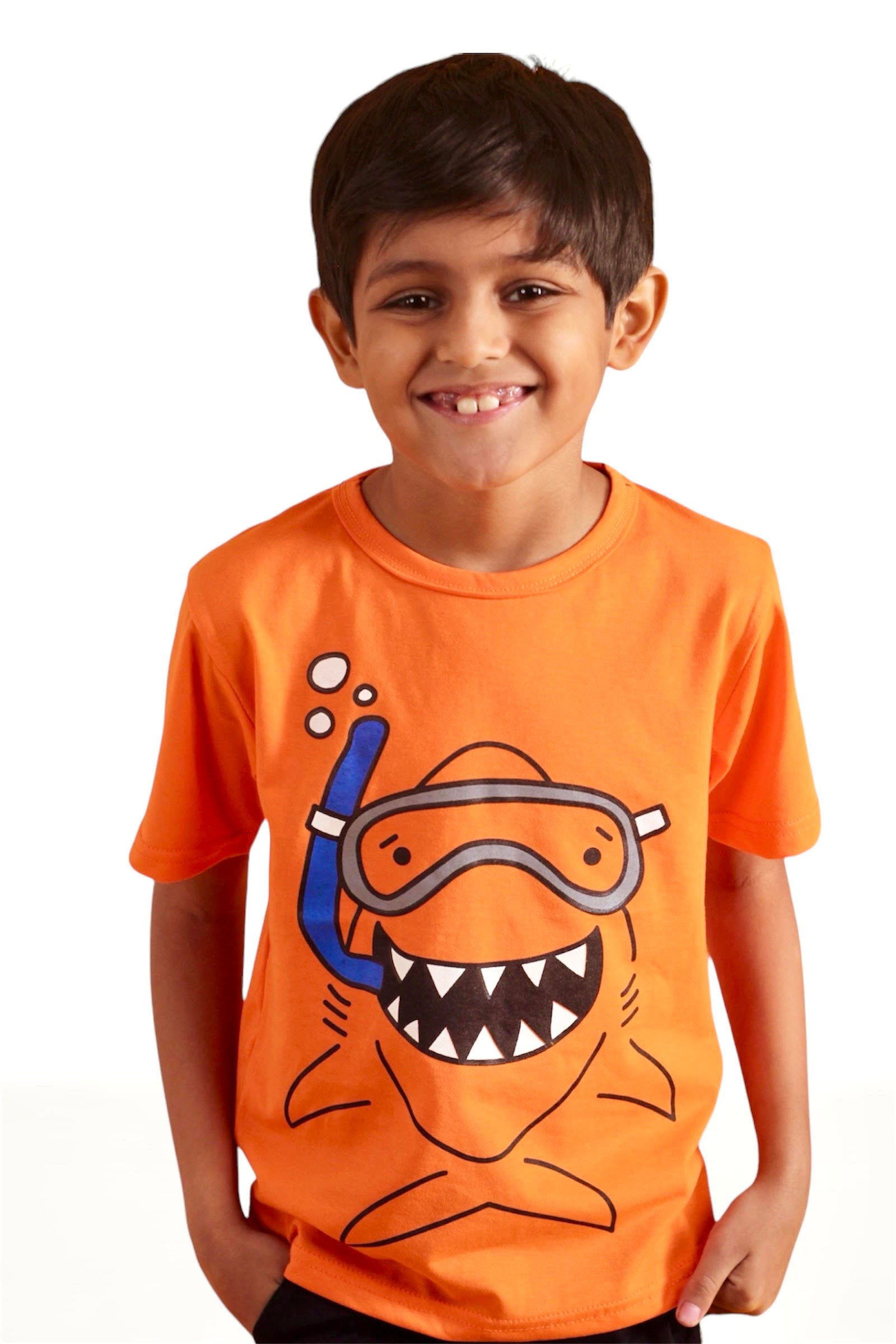 Orange shark lycra jersey T -shirt boy